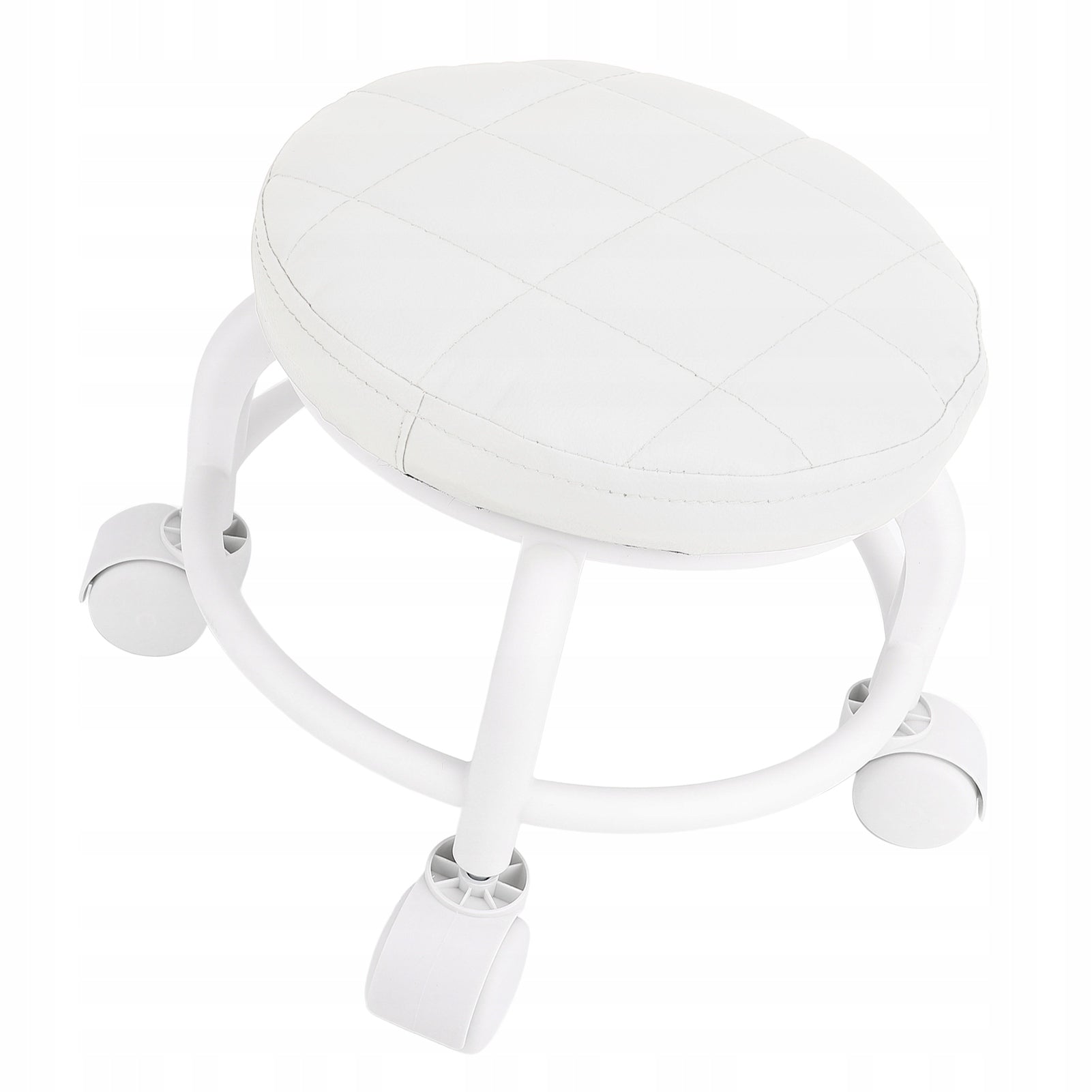 COSMETIC STOOL FOR PEDICURE ON WHEELS ROTATING WHITE