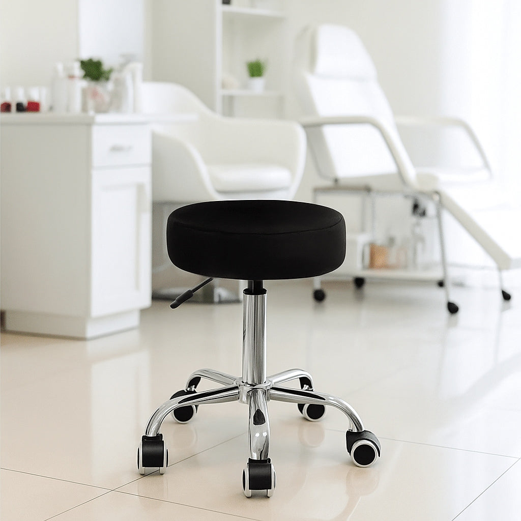 COSMETIC STOOL HAIRDRESSER STOOL ON WHEELS BLACK EAN (GTIN) 5907589350647