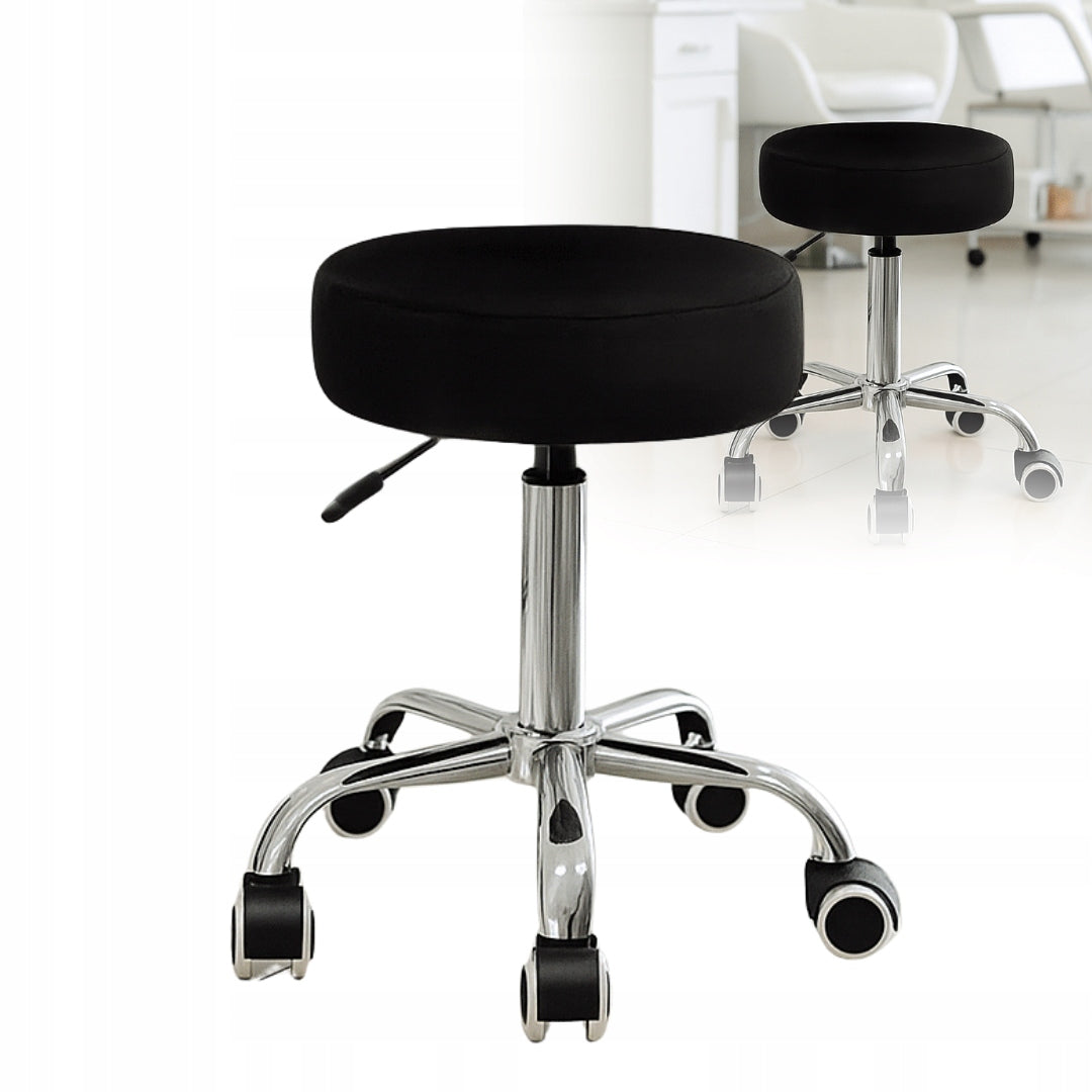 COSMETIC STOOL HAIRDRESSER STOOL ON WHEELS BLACK