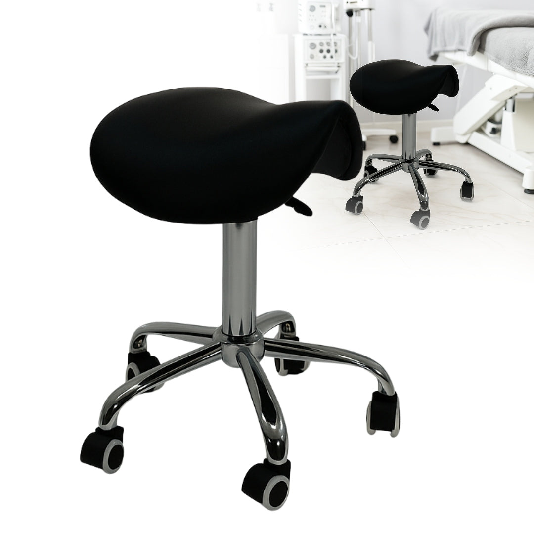 COSMETIC STOOL RODEO SADDLE BLACK BAR STOOL