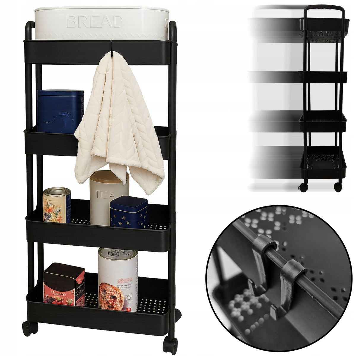 COSMETICS RACK MOBILE BATHROOM ORGANIZER WITH LOCK 100CM BLACK Manufacturer code 6.02.50643