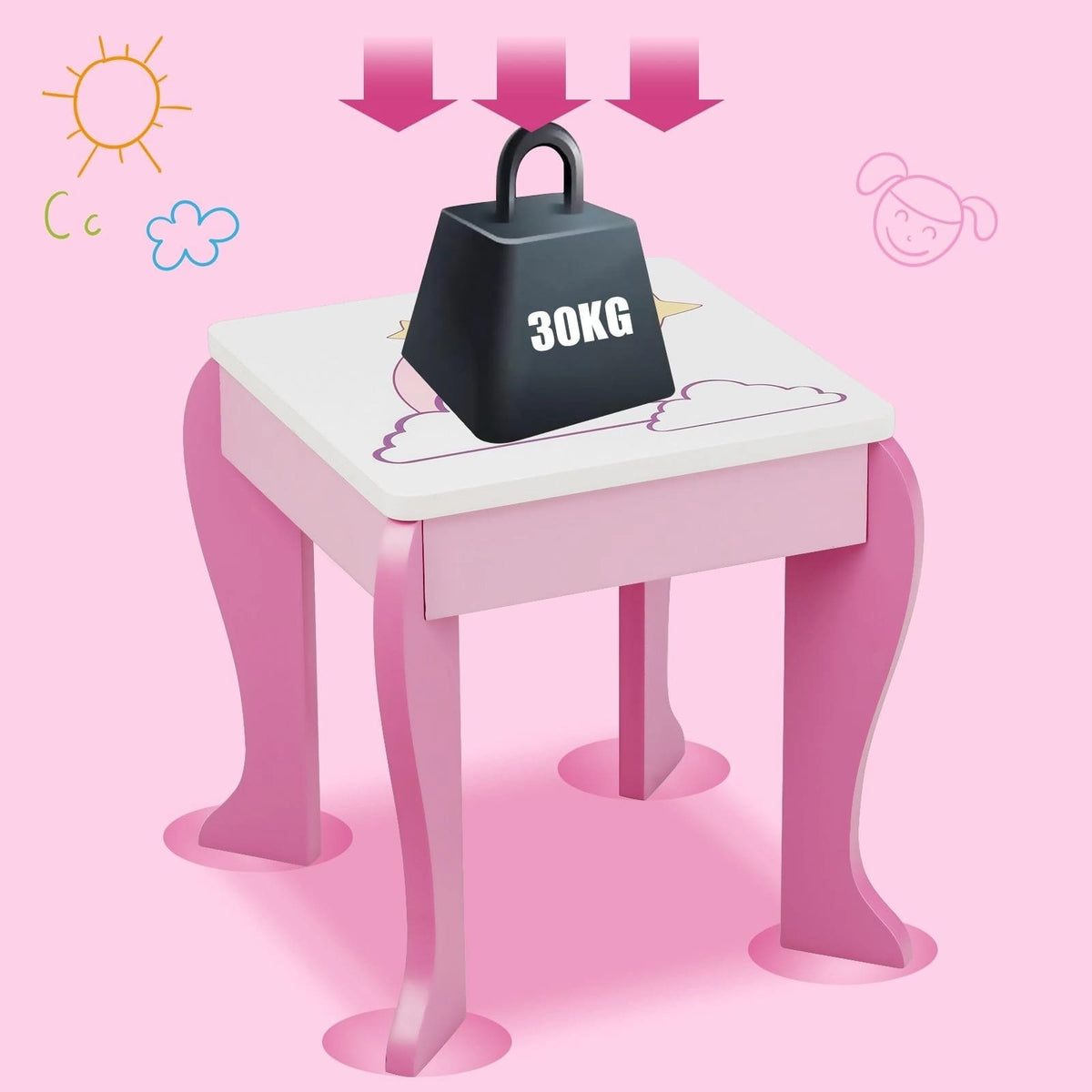 COSTWAY DRESSING TABLE FOR GIRLS MIRROR STOOL Manufacturer code HY10287PI