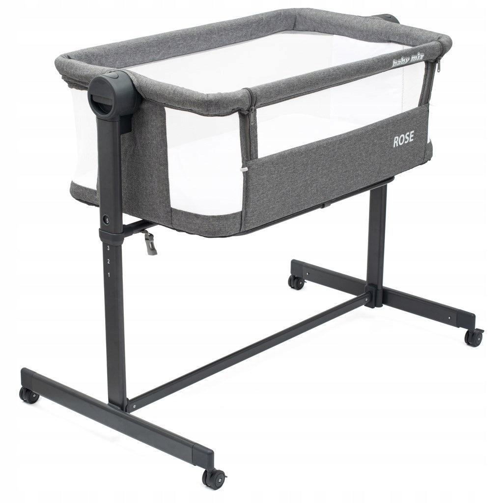 COT FOR CHILDREN + MATTRESS + WHEELS 3IN1 EXTRA BED GREY Packaging status original