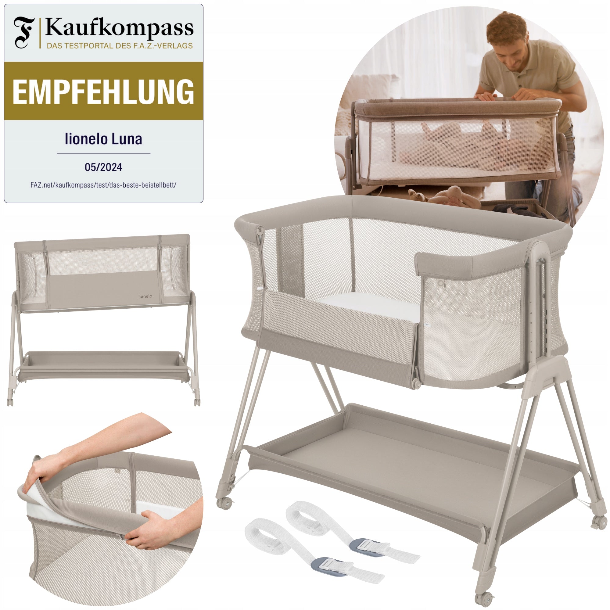 COT SUPPLY 2in1 TOURIST Cot Freestanding LIONELO LUNA Packaging status original