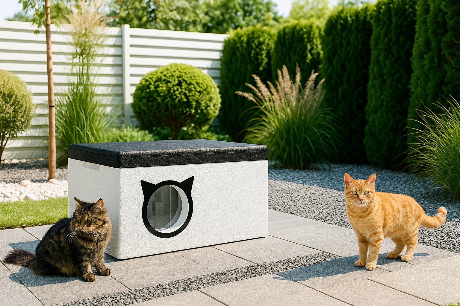 COTTAGE BOOTH CAT BED FOR WINTER INSULATED TWO CATS + CURTAIN Manufacturer code chill.budka.styr.v2