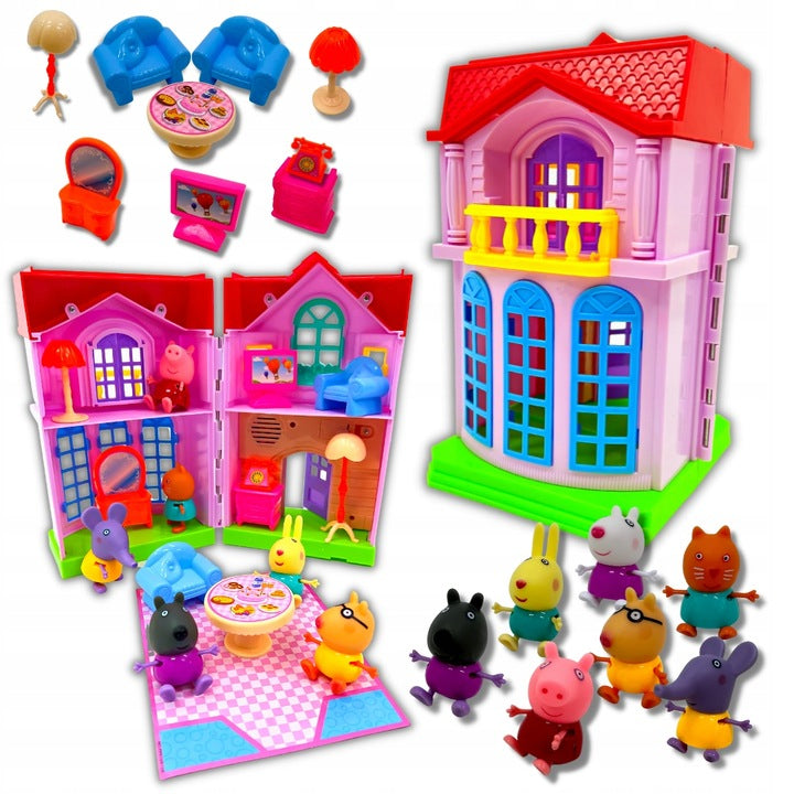 COTTAGE PIG PEPA 8 FIGURINES VILLA PERFECT FOR GIFT Brand Formatex