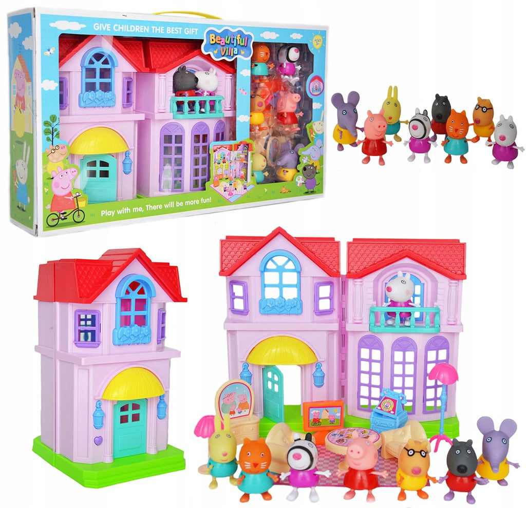 COTTAGE PIG PEPA 8 FIGURINES VILLA PERFECT FOR GIFT