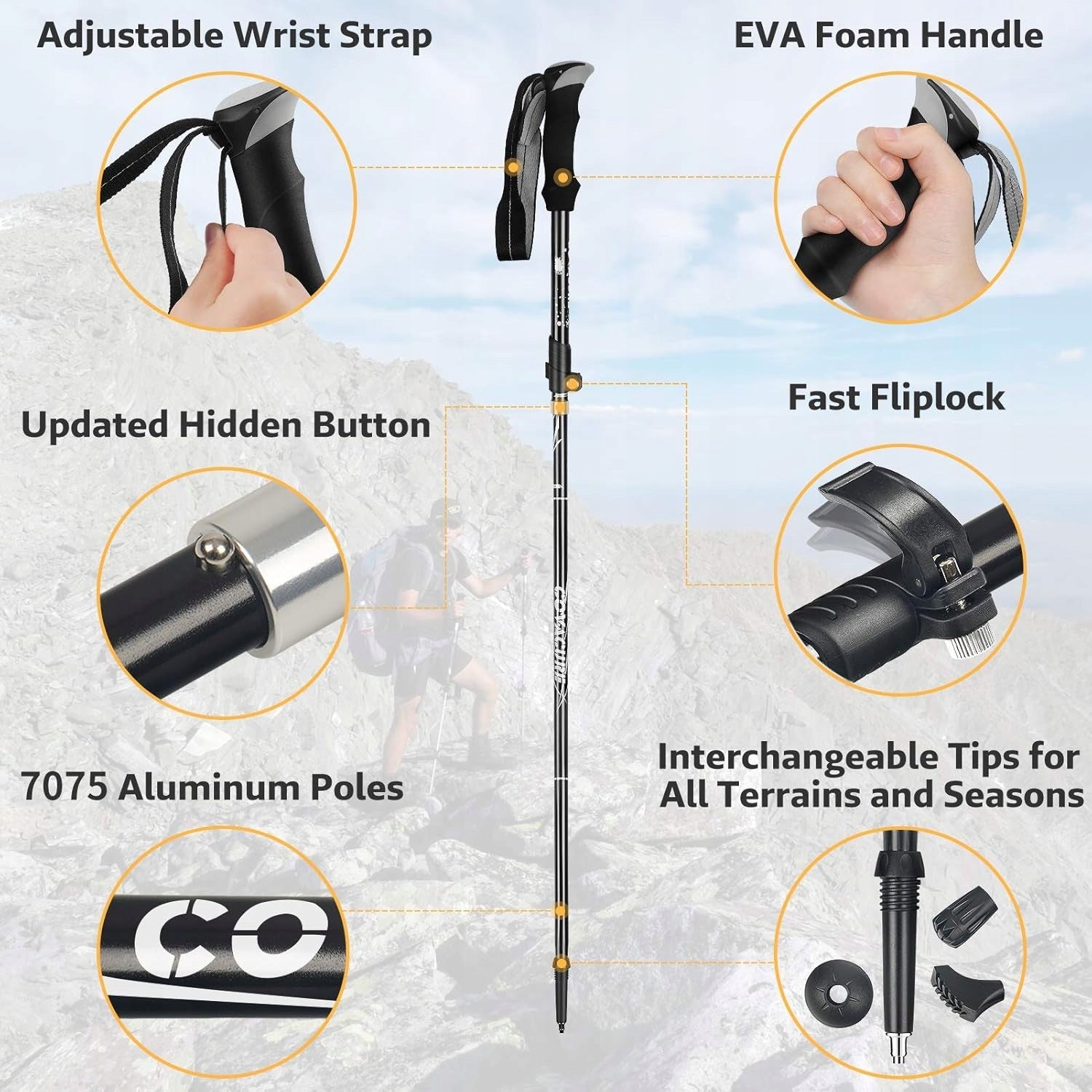 COVACURE Nordic Walking poles - 110-130 cm / 100-120 cm Brand COVACURE