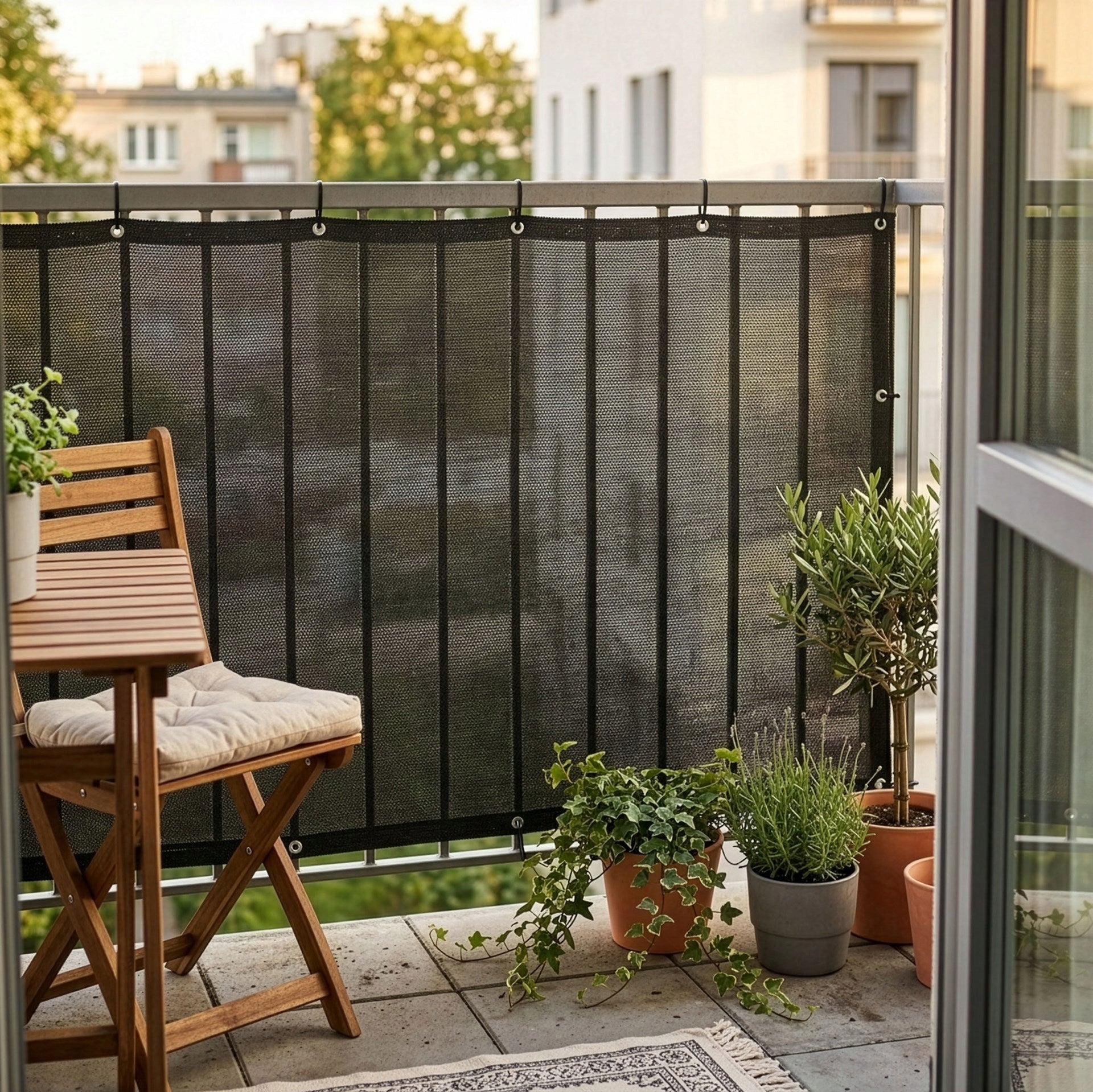 COVER BALCONY MAT 0,9x6m FOR BALCONY TERRACE GREY MASKING 95% SHADING Packaging status original
