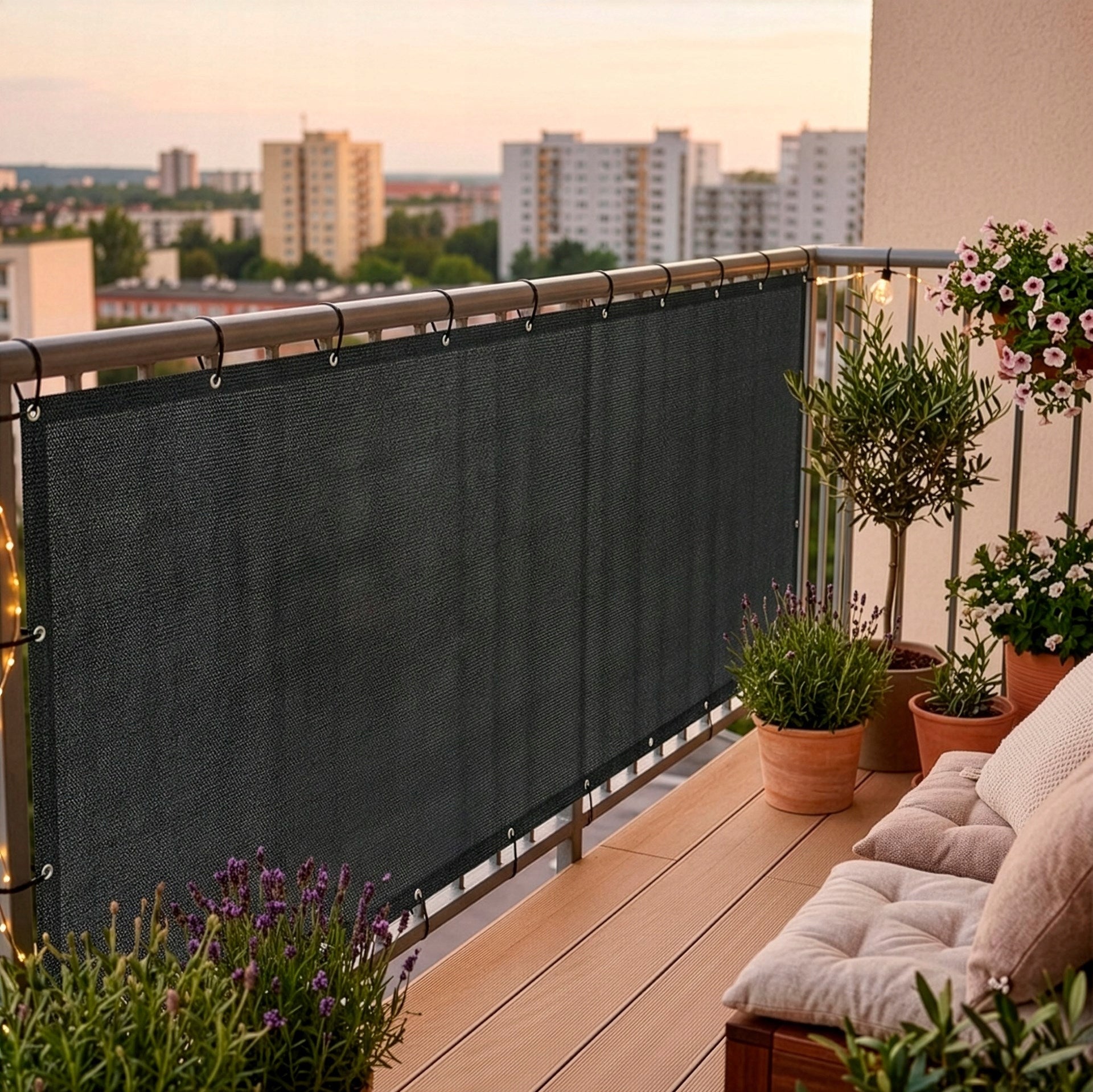 COVER BALCONY MAT 1x3 m FOR BALCONY TERRACE GREY MASKING 95% SHADING Kind cover, mat