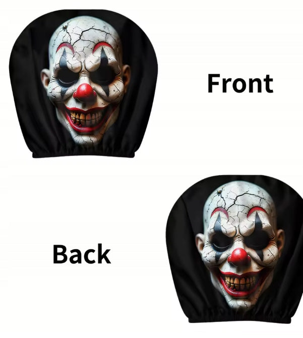COVER Car Headrest Covers Clown SCARY HORROR 2 PCS Product weight with unit packaging 0.2 kg