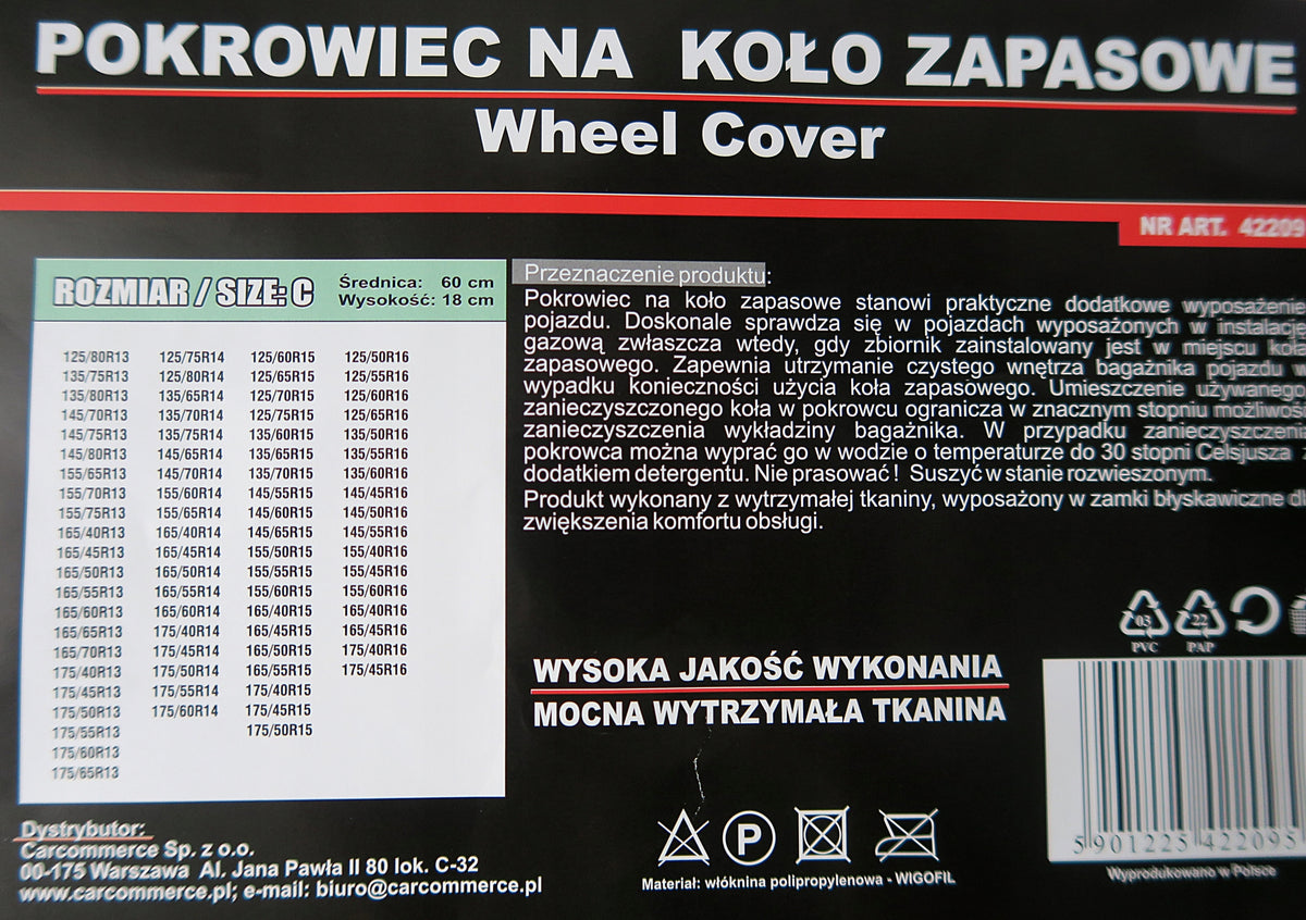COVER FOR ACCESS WHEEL , SPARE COVERS B- STRONG MATERIAL- Polish Manufacturer's catalog number 02034