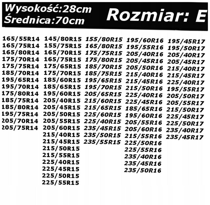 COVER FOR SPARE WHEEL 13-16 inches E Manufacturer's catalog number inny