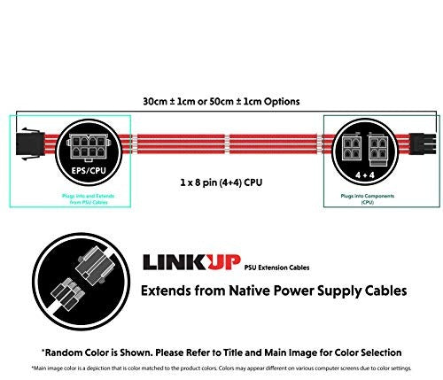 CPU POWER CABLE 8 PIN 4+4 ATX 50CM DOG EXTENSION BRAIDED FOR HOME Model SWC5908336137535