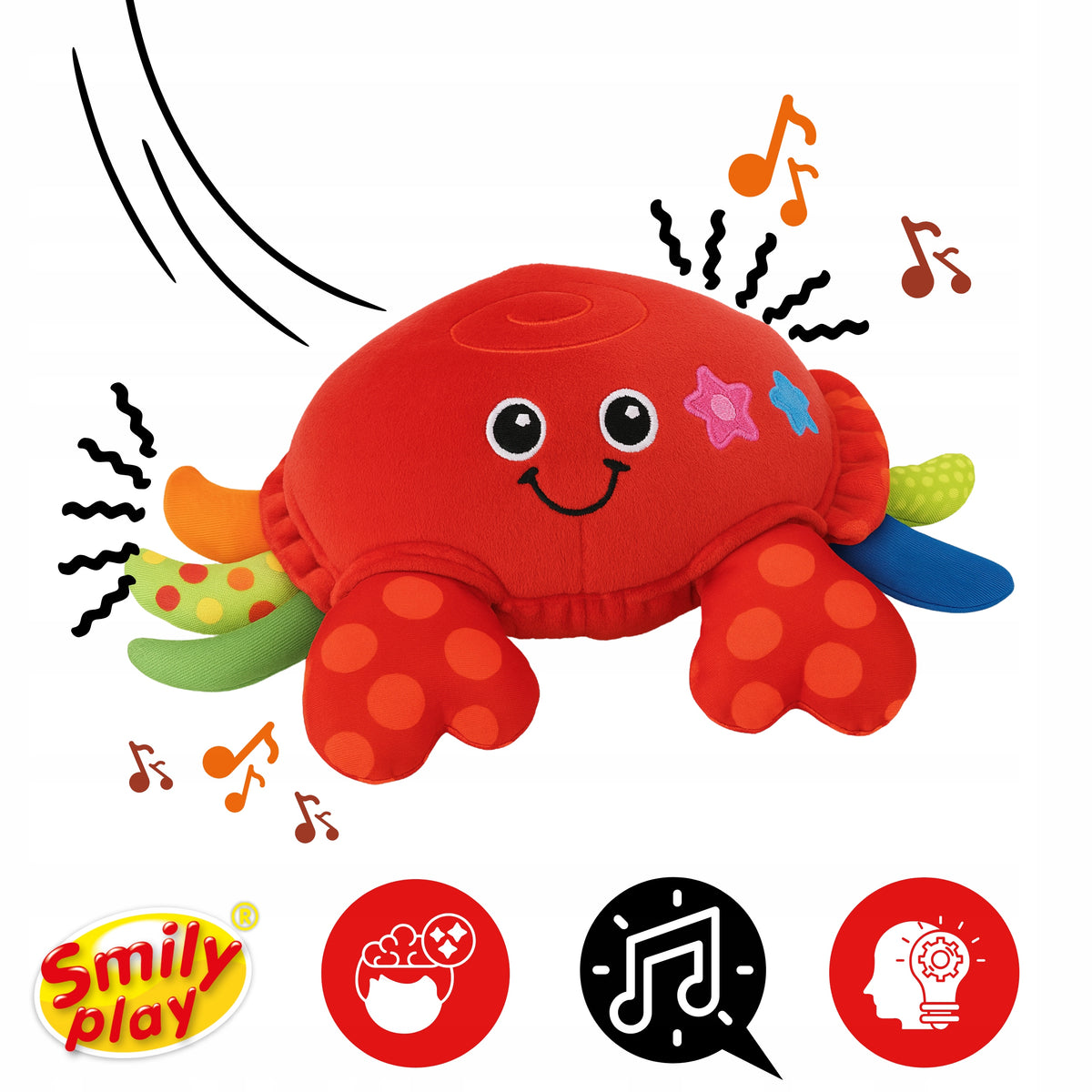 CRAB FOR CRAWLING Smily Play Interactive Vibrates Sounds Red 3m+ Packaging status original