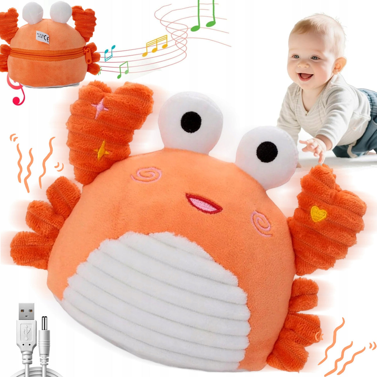 CRAB JUMPING TOY MUSICAL ORANGE FOR BABIES FROM 6 MONTHS