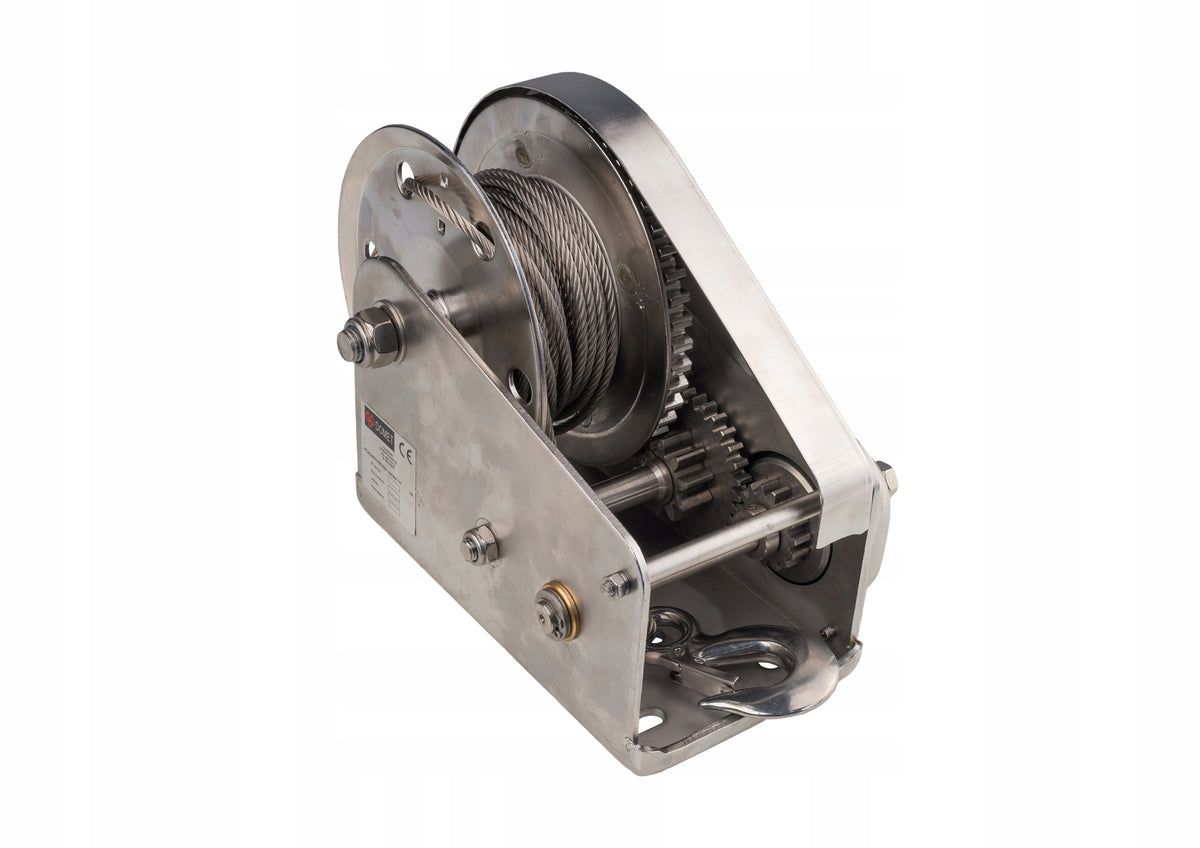 CRANK ROPE HAND WINCH WITH BRAKE 1200kg STAINLESS INOX DOMET Manufacturer code 003