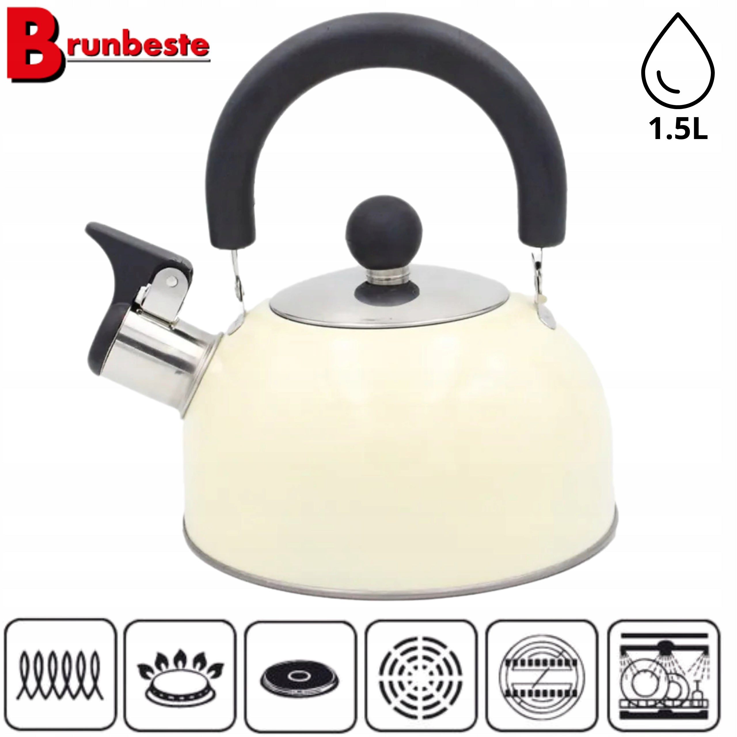 CREAMY Small KETTLE 1.5L FOR GAS INDUCTION TOURIST Kettle WITH WHISTLE EAN (GTIN) 5906716924799