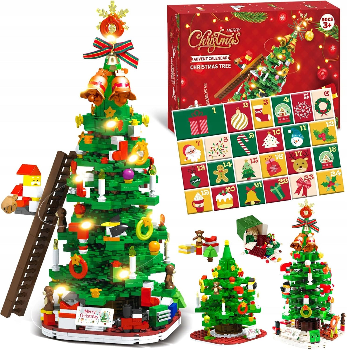 CREATIVE ADVENT CALENDAR BLOCKS BUILD CHRISTMAS TREE COUNTDOWN 8RD