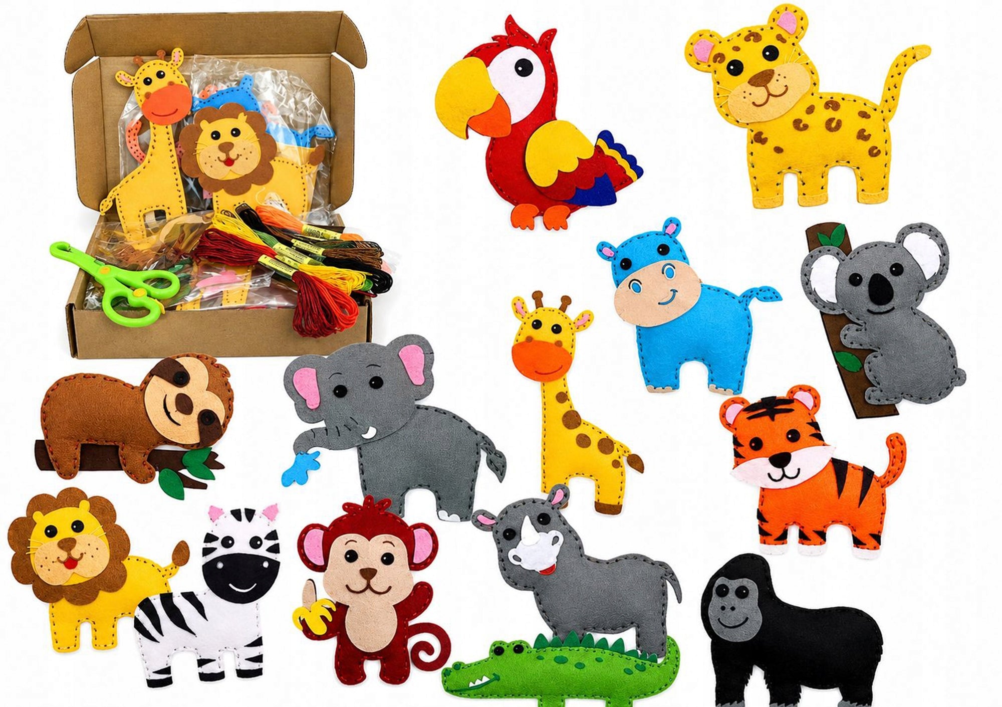 CREATIVE FELT SEWING KIT PLUSH TOYS LEARNING TO SEW 14x DIY ANIMALS Manufacturer code ZESTAW DO SZYCIA FILCOWE MASKOTKI