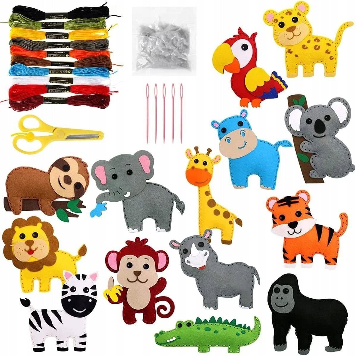 CREATIVE FELT SEWING KIT PLUSH TOYS LEARNING TO SEW 14x DIY ANIMALS Packaging status original