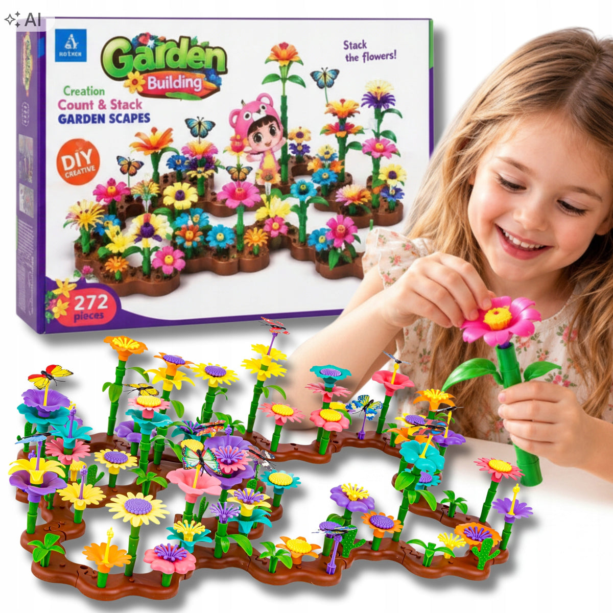 CREATIVE SET Building Blocks FLOWERS for Building a GARDEN 272 el.