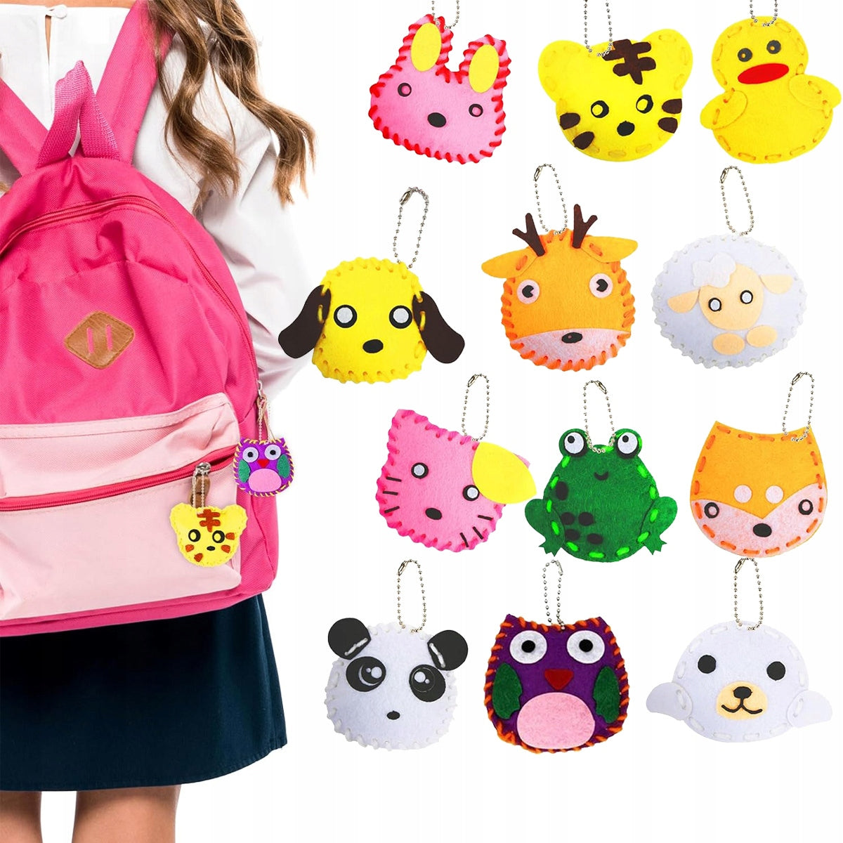 CREATIVE SEWING KIT FOR KIDS EMBROIDERING KEYCHAIN MAKING 12PCS Kid's age 3+ months