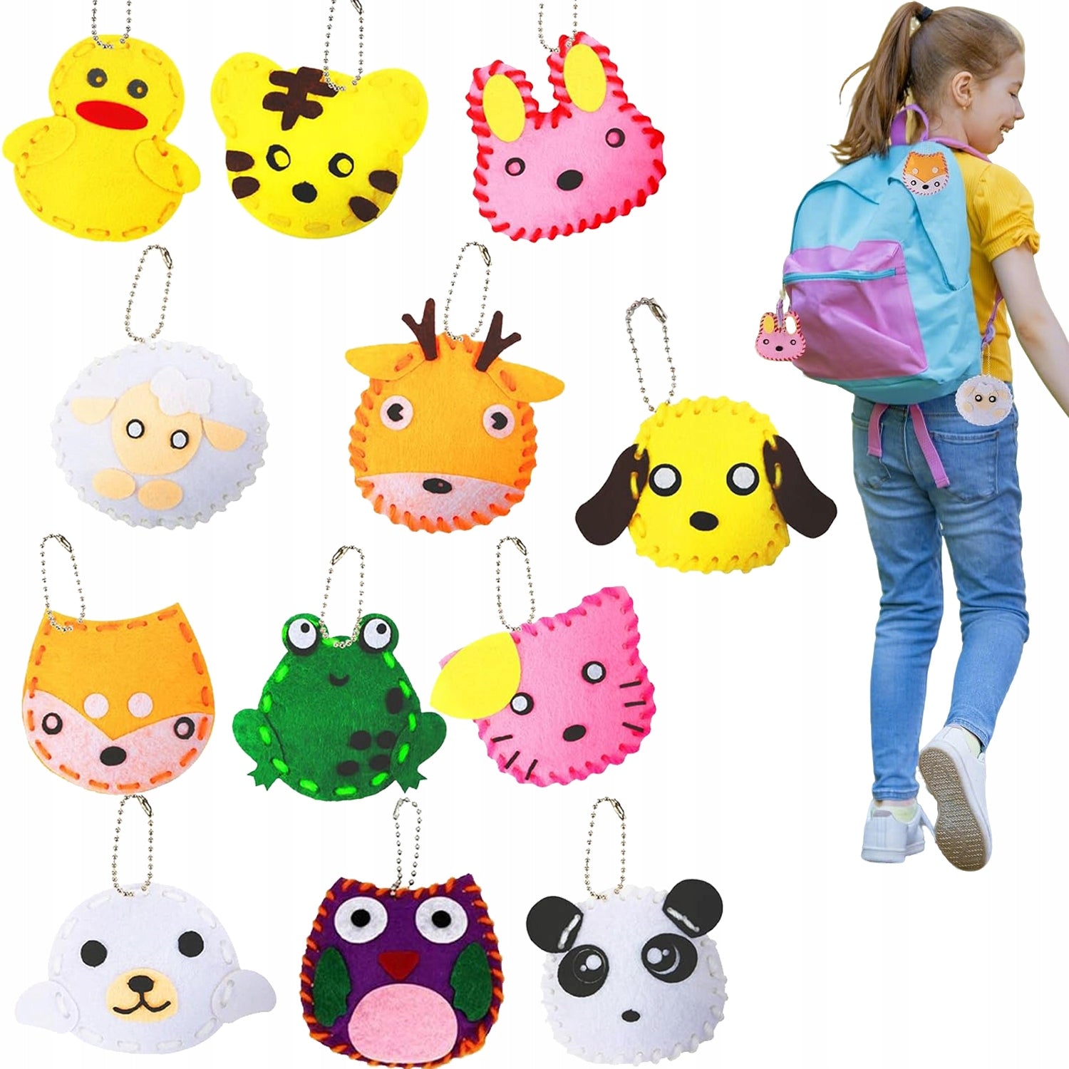 CREATIVE SEWING KIT FOR KIDS EMBROIDERING KEYCHAIN MAKING 12PCS