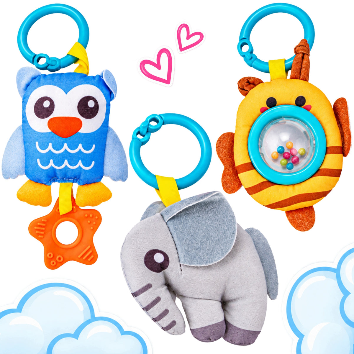 CRIB PENDANT HEADBAND FOR STROLLER SEAT SENSORY RATTLE BOW 0+ Brand MTOYS