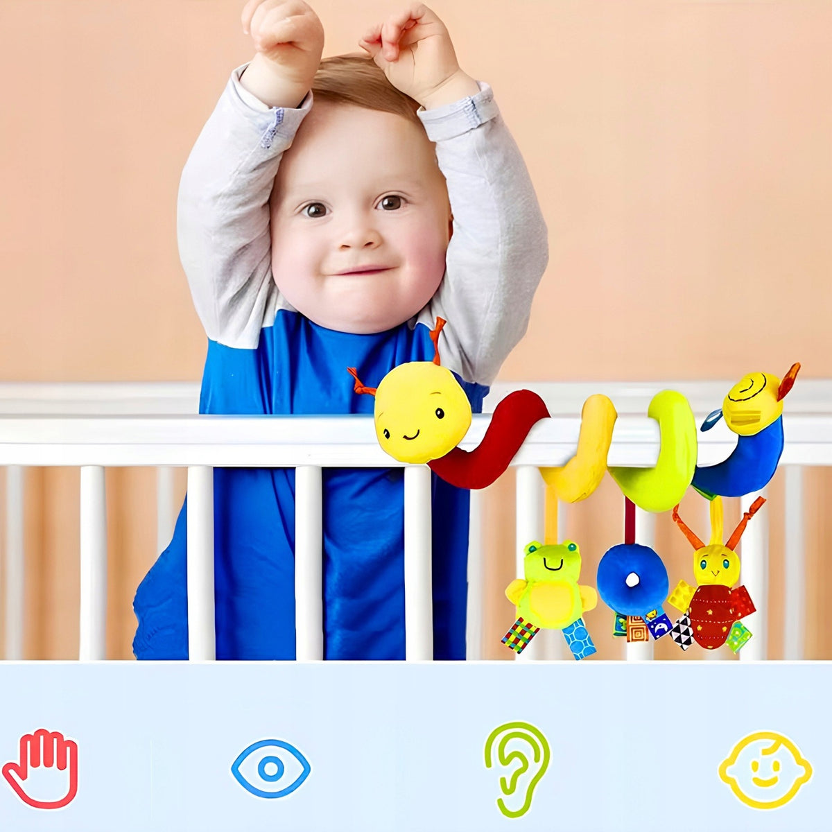 CRIB STROLLER PENDANT SENSORY RATTLE SQUEAKER FOR BABIES Brand DoModa