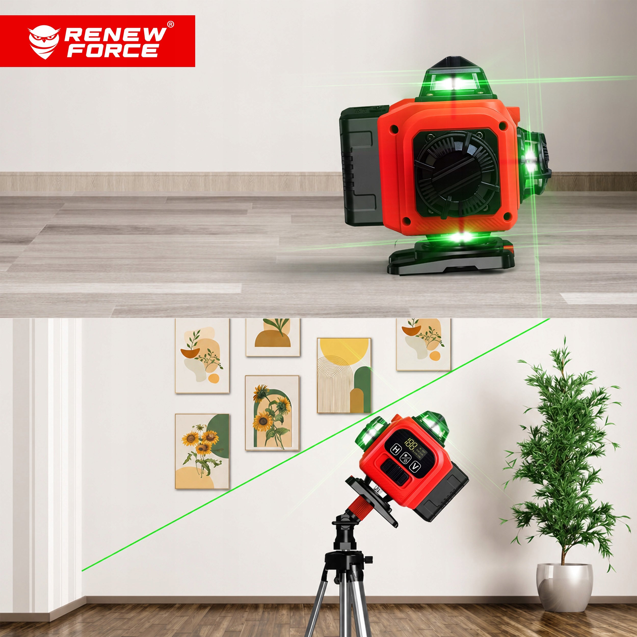 CROSS LASER LEVEL 4D PLANE GREEN 360 16 LINES Brand Renew Force