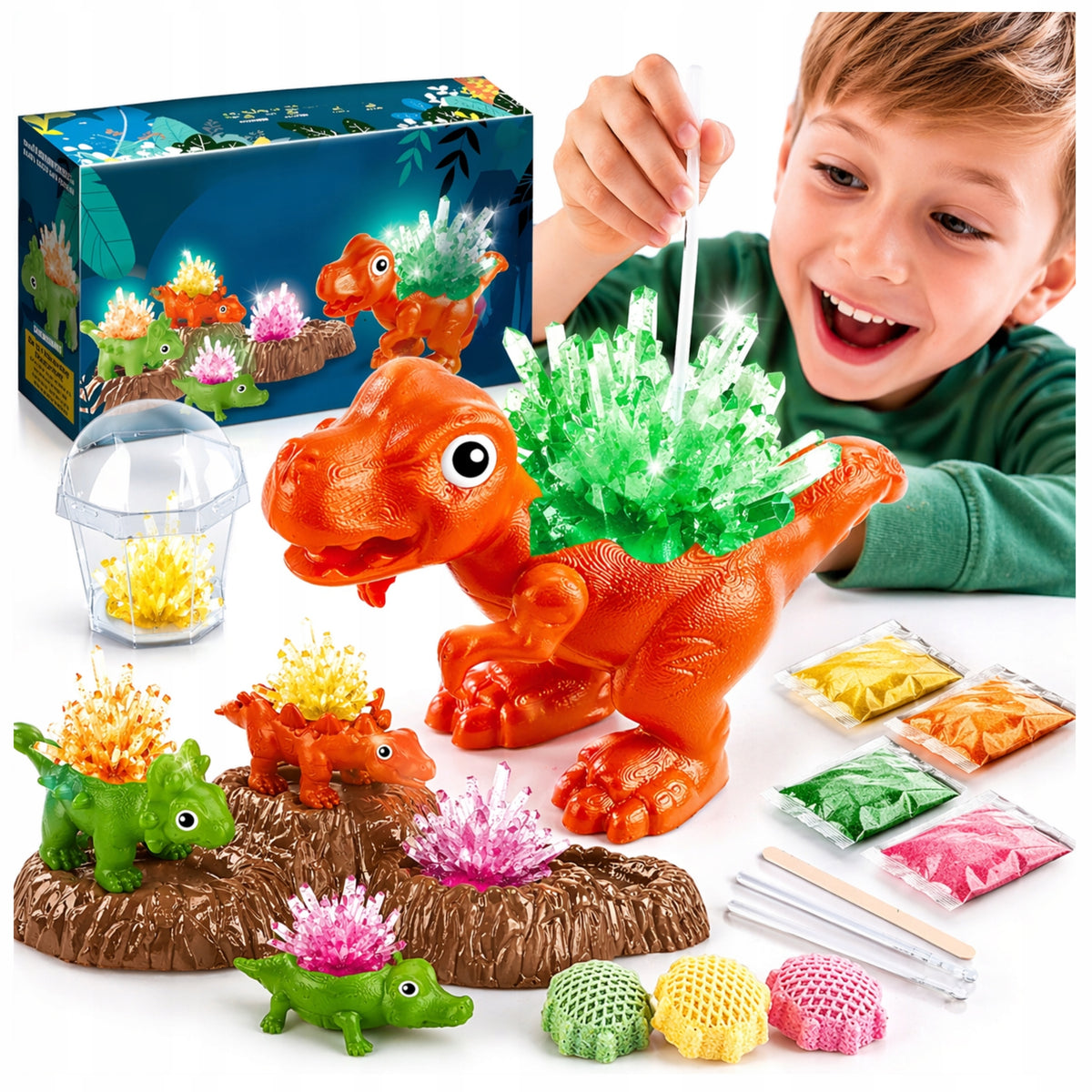 CRYSTAL BREEDING EDUCATIONAL SET DINOSAURS COLORFUL EXPERIMENTS CHEMIST
