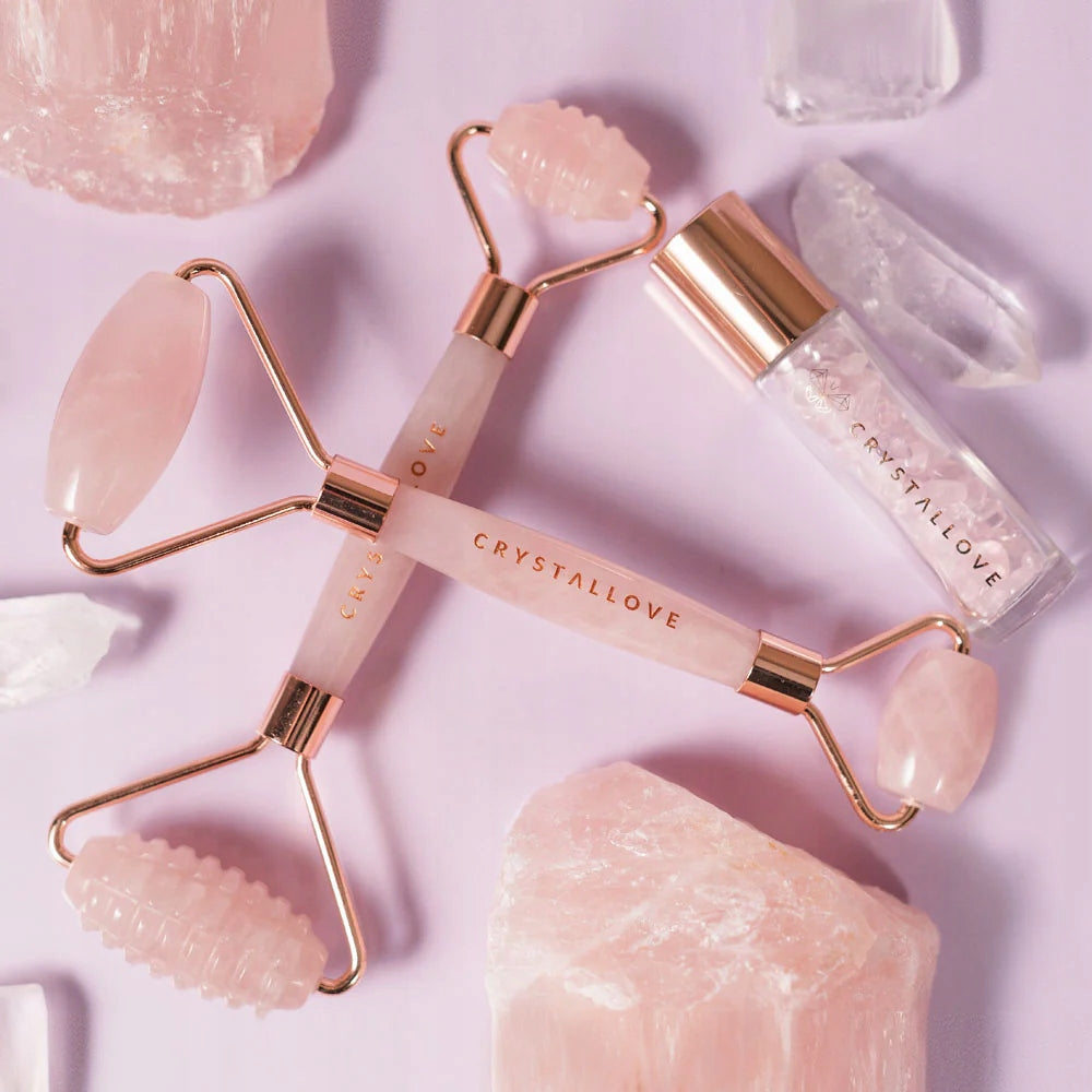 CRYSTALLOVE Rose Quartz 3D Face Massager Packaging status original