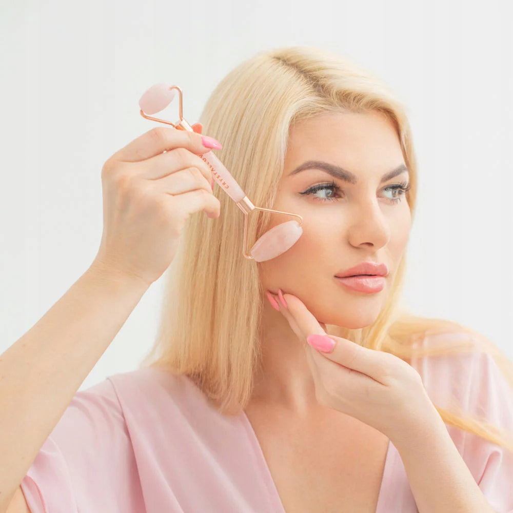 CRYSTALLOVE Rose Quartz Face Massager Packaging status original