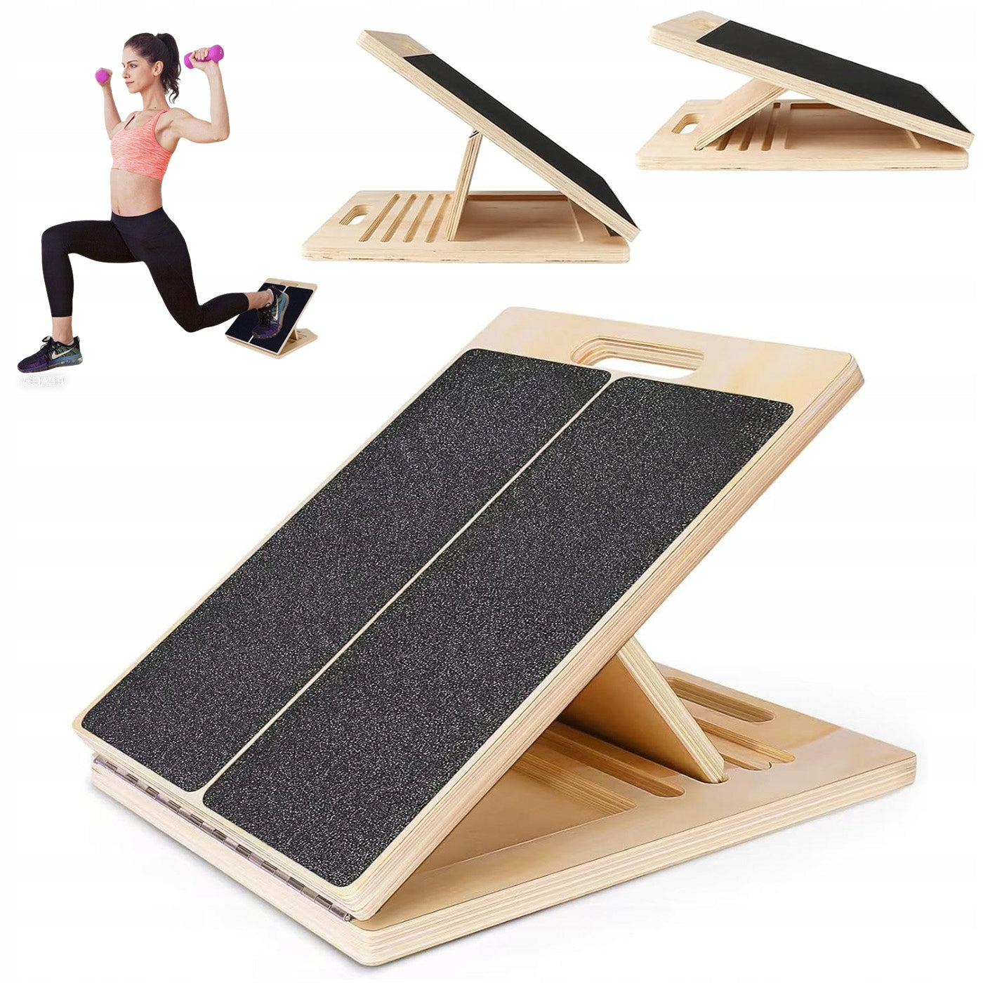 CUBE EXERCISE BOARD ADJUSTABLE PORTABLE FOR CALF STRETCHING WOODEN