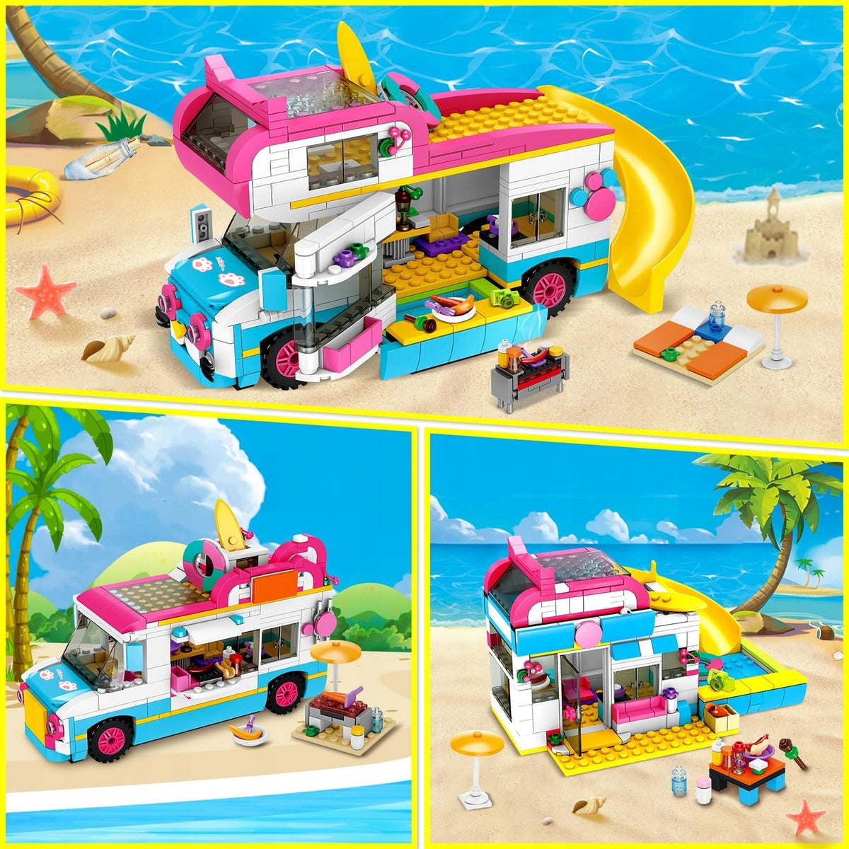 CUBIMANA 3IN1 GIRLS BUILDING BLOCKS RV CAMPER VAN BEACH SHOP 494PCS TOY SET Manufacturer code CM-KB7101