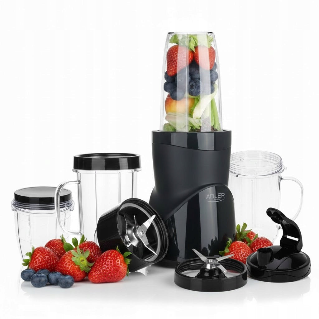 CUP BLENDER FOR SMOOTHIE COCKTAILS 1200W 4 WATER BOTTLES 4in1 BLACK