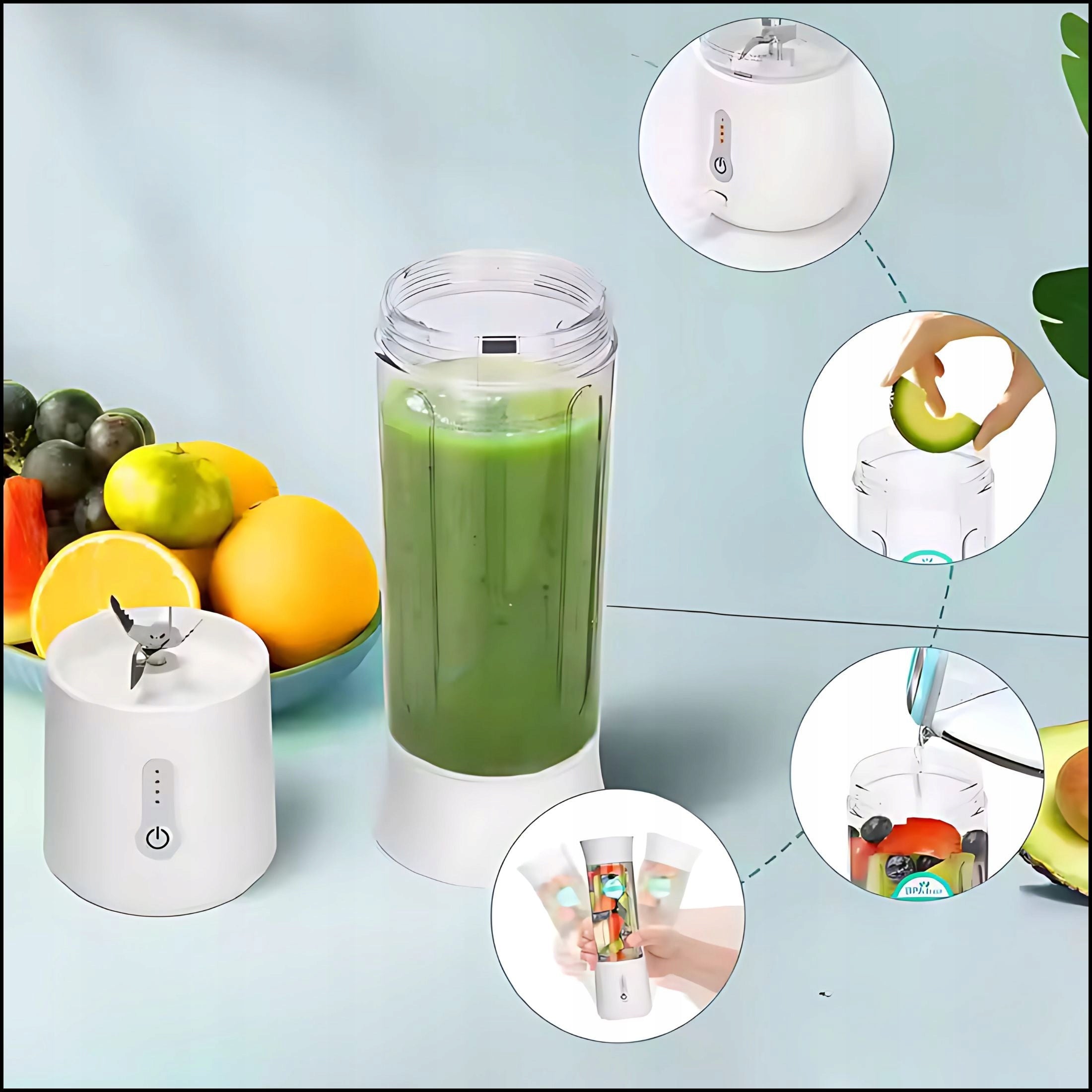 CUP BLENDER PORTABLE CORDLESS STEEL BLADES POWER 150W MIXER Manufacturer code BLENDER KIELICHOWY 500ML GADGETIC
