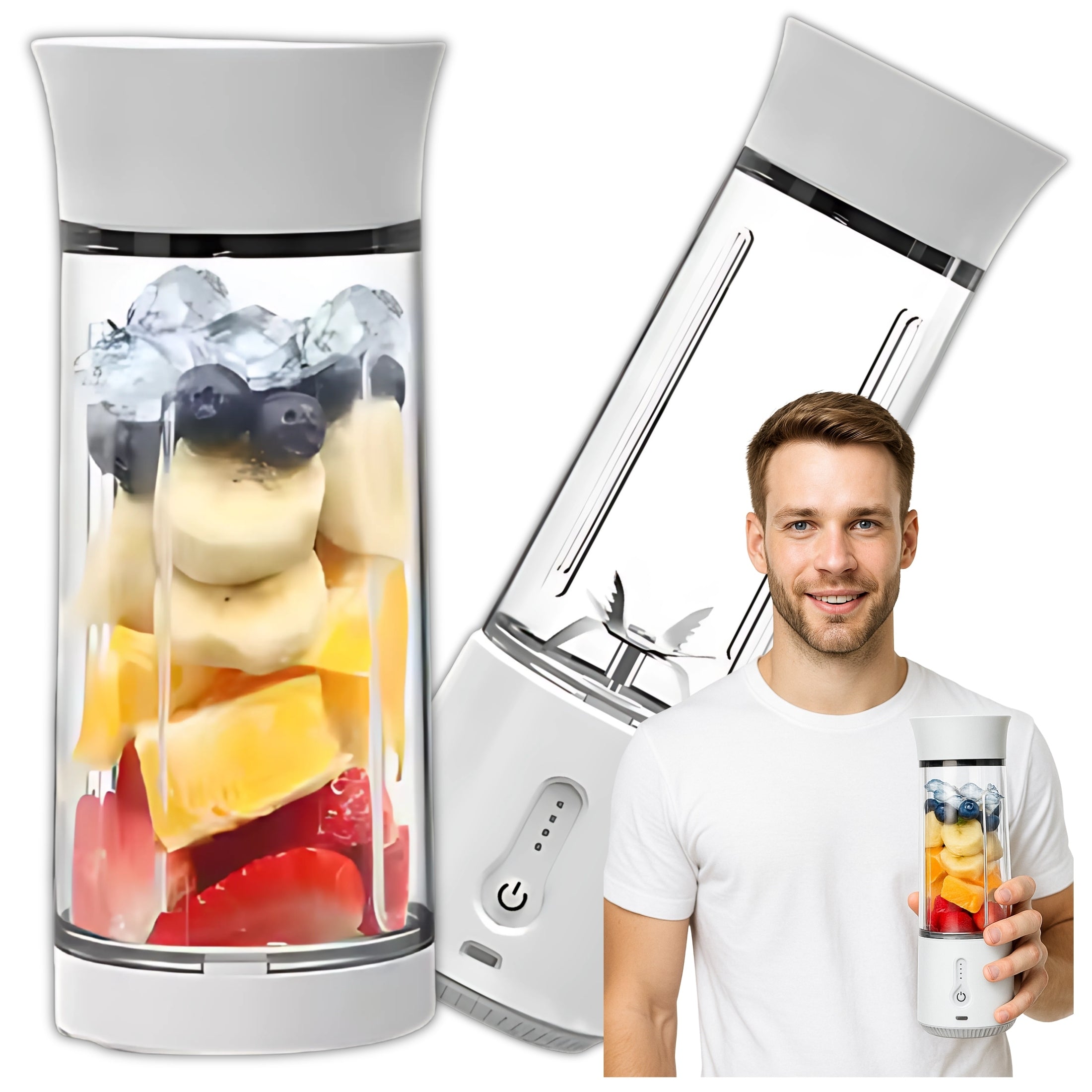 CUP BLENDER PORTABLE CORDLESS STEEL BLADES POWER 150W MIXER