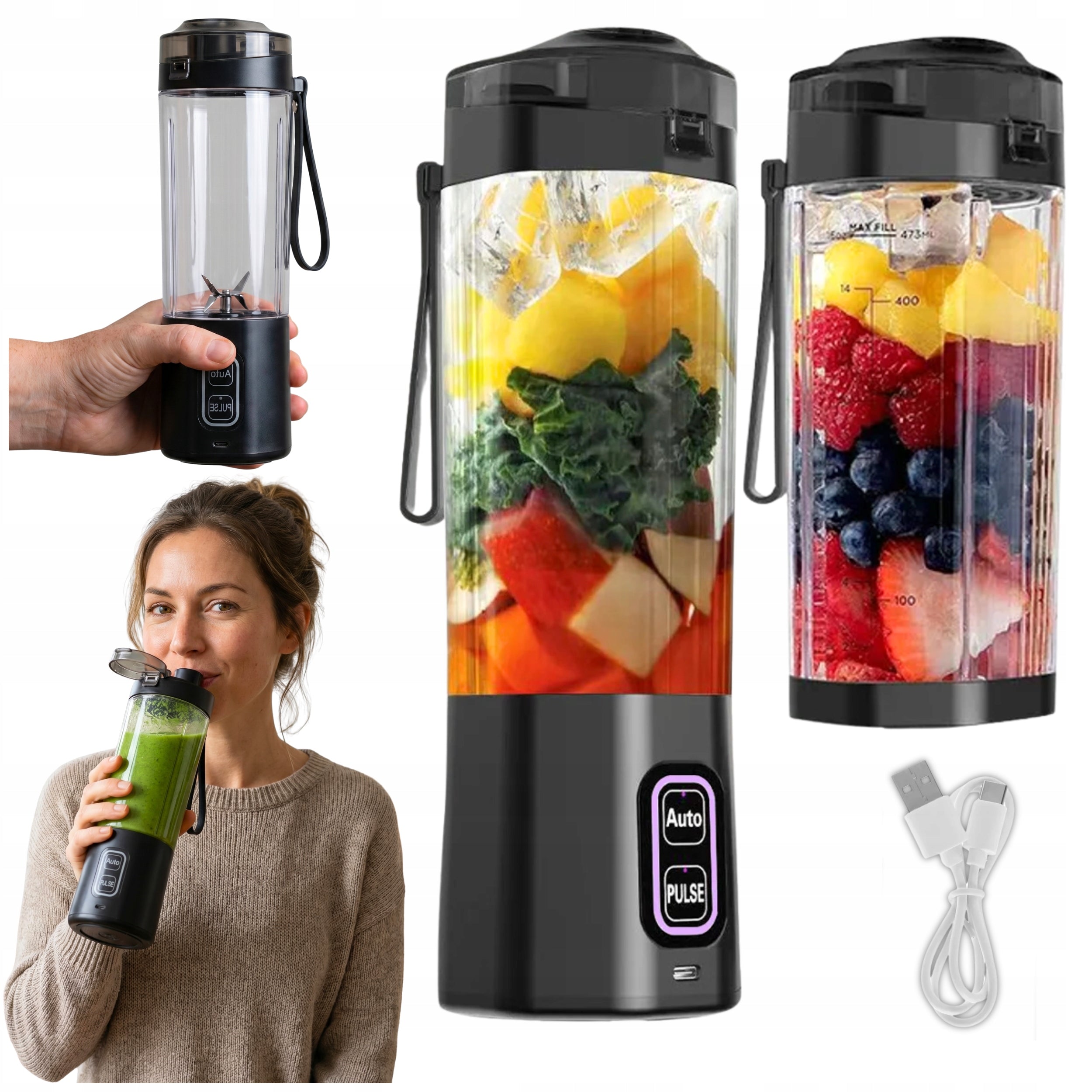 CUP BLENDER PORTABLE WIRELESS ELECTRIC BLACK 700ML 360W
