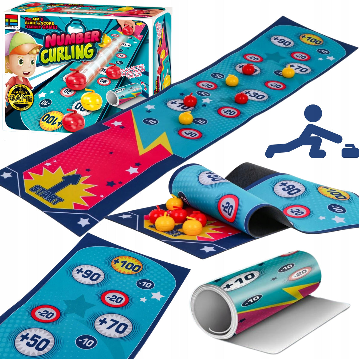 CURLING ARCADE GAME FOR KIDS MAT STONES GAME FOR POINTS FOR GIFT Packaging status original