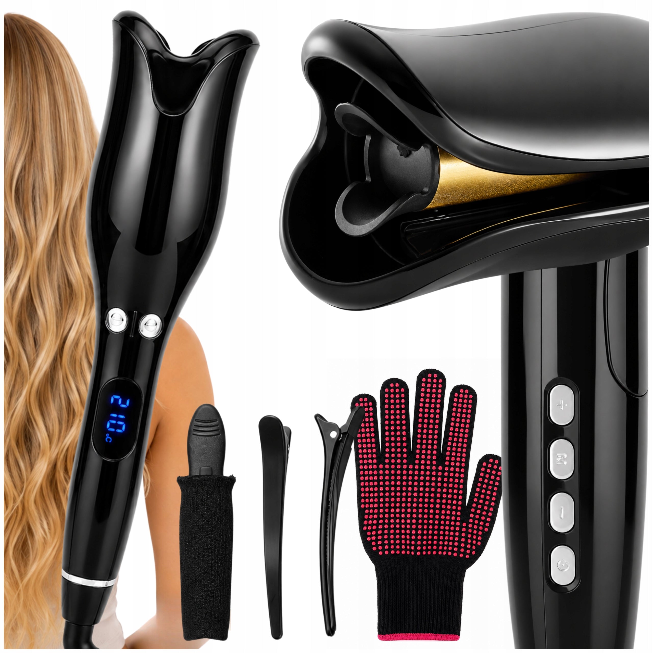 CURLING IRON AUTOMATIC CERAMIC SPIN CURL LCD ADJUSTMENT 80-210°C AUTO OFF