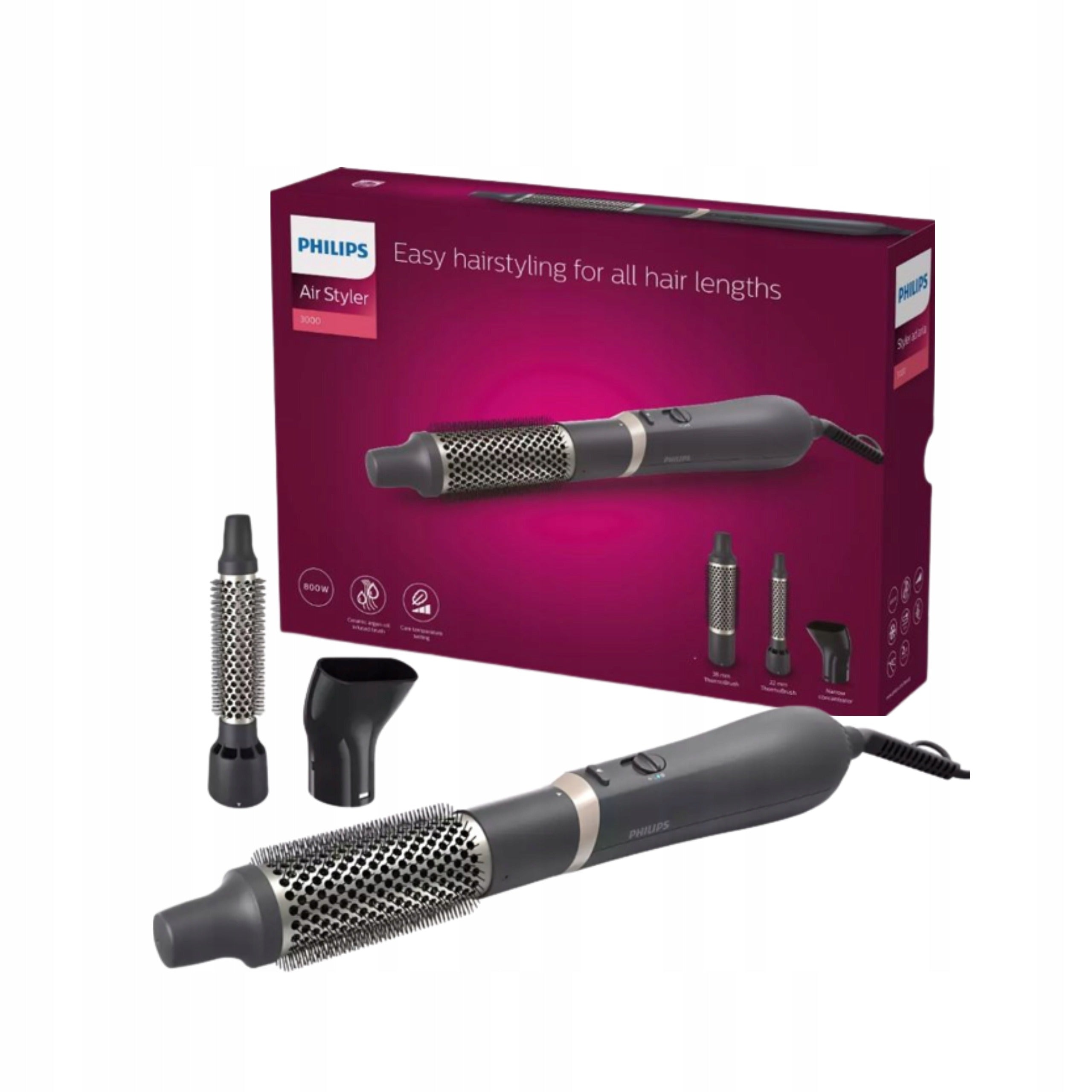 CURLING IRON DRYER PHILIPS CERAMIC 3 CAPS WITH ADJUSTABLE SPEED 800W