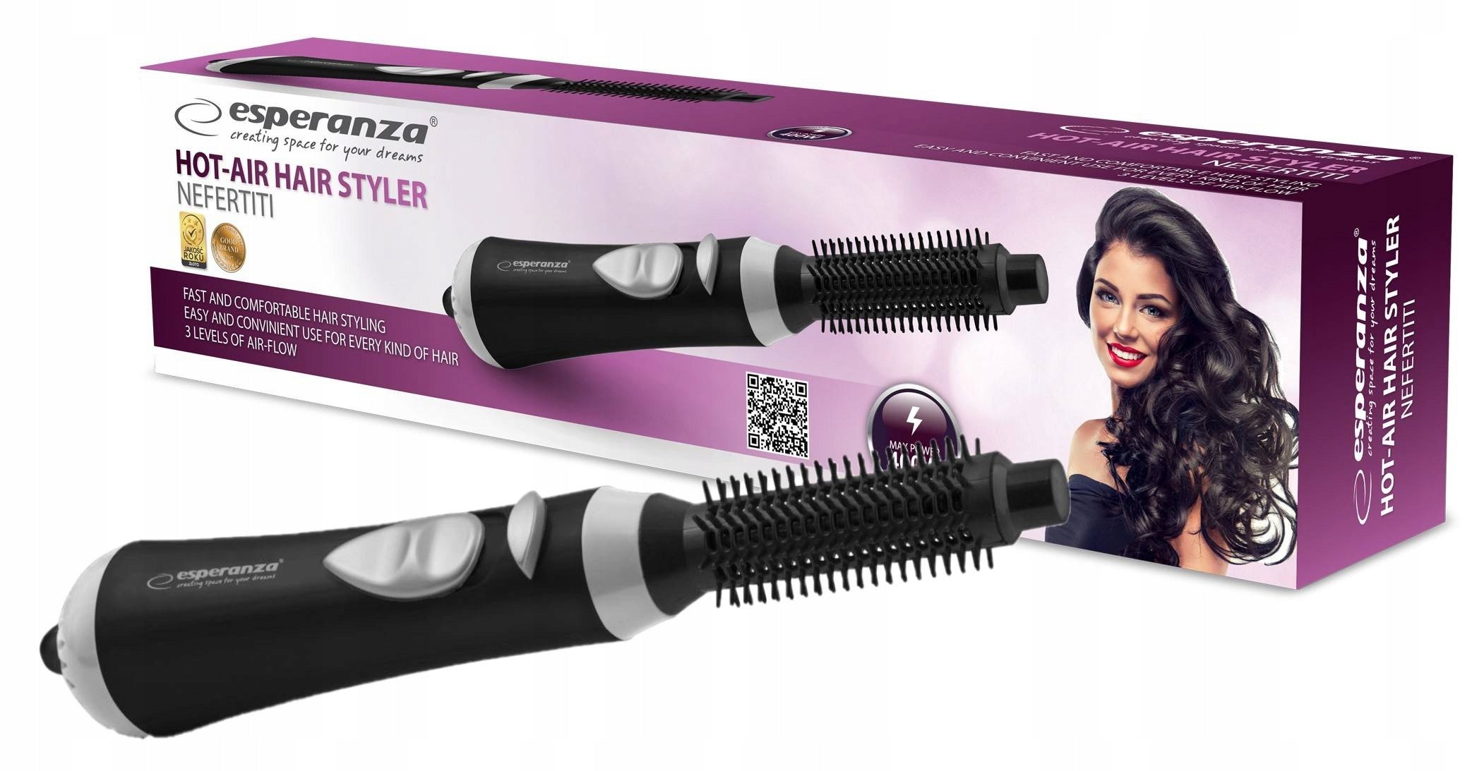 CURLING IRON - HAIR DRYER HAIR CURLING IRON 400W 3 LEVELS OF AIR SUPPLY BLACK Packaging status original