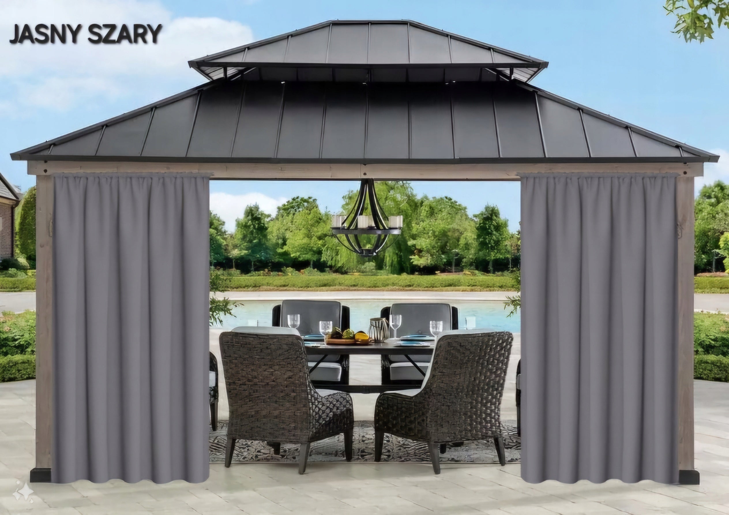 CURTAINS WATERPROOF garden outdoor curtain for terrace pergola 155x240 Manufacturer code ZASŁONA OGRODOWA NA TUNEL ŻABKI 240 cm