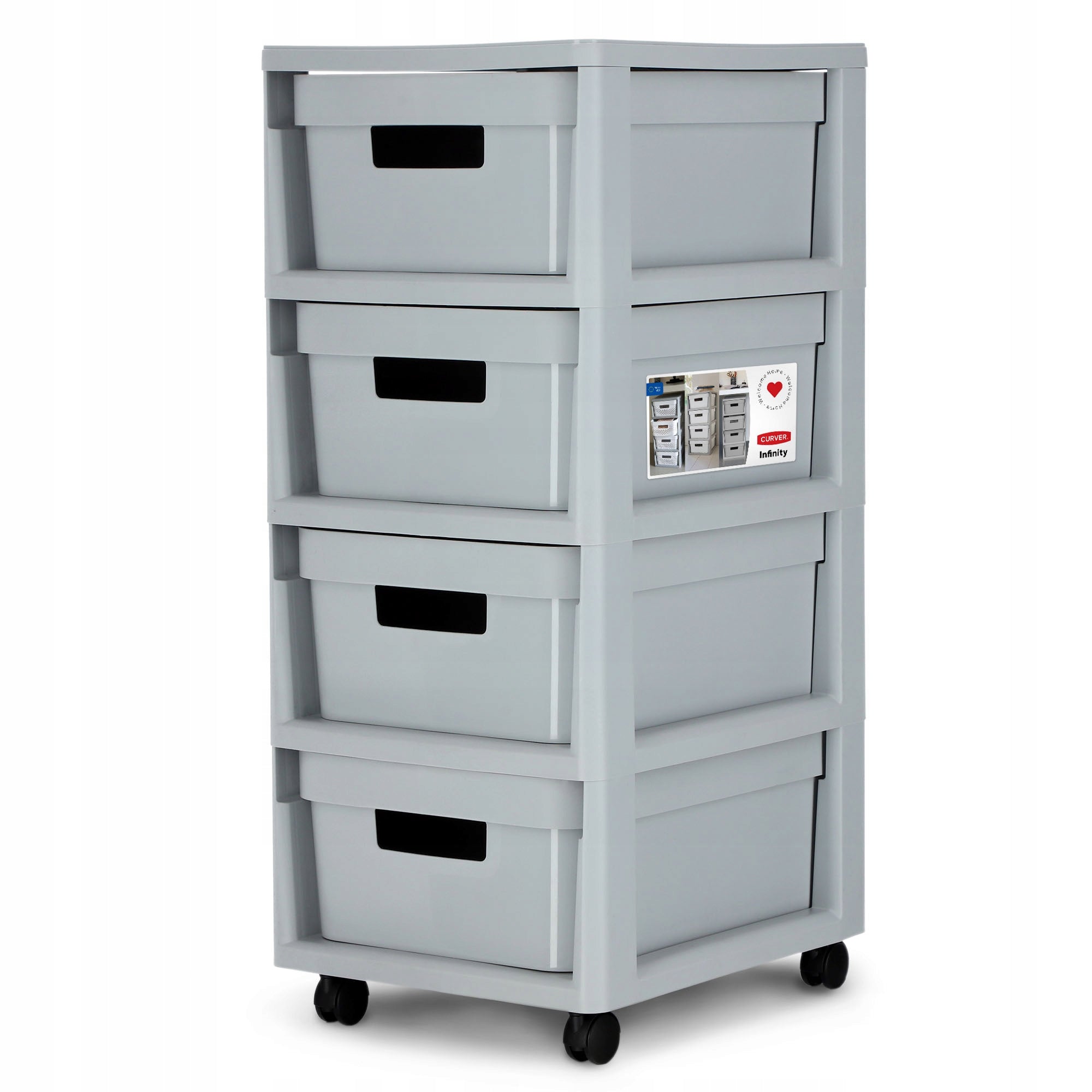 CURVER BOOKCASE CHEST OF DRAWERS 4x11L DRAWERS INFINITY GREY