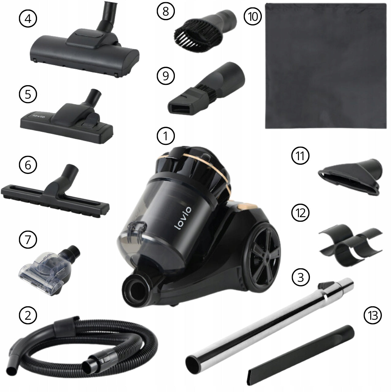 CYCLONE BAGLESS VACUUM CLEANER POWERFUL TURBO BRUSH HEPA FILTER 15in1 LOVIO Brand Lovio