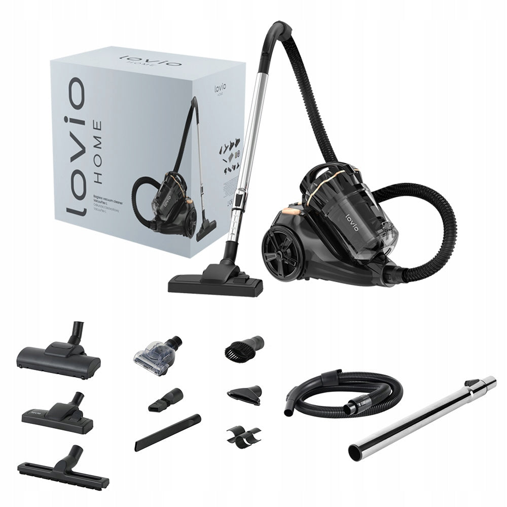 CYCLONE BAGLESS VACUUM CLEANER POWERFUL TURBO BRUSH HEPA FILTER 15in1 LOVIO Model Odkurzacz bezworkowy cyklonowy HEPA VacuuFlex L