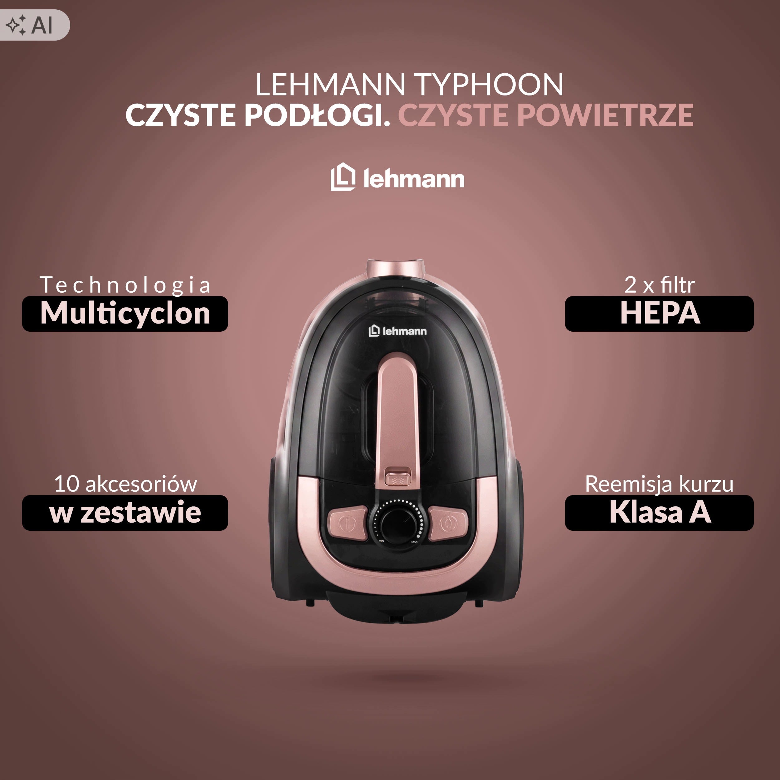CYCLONE VACUUM CLEANER LEHMANN BAGLESS TURBO BRUSH NEW TECHNOLOGY 2,5L Manufacturer code ODKURZACZ CYKLONOWY BEZWORKOWY DUŻY ZBIORNIK