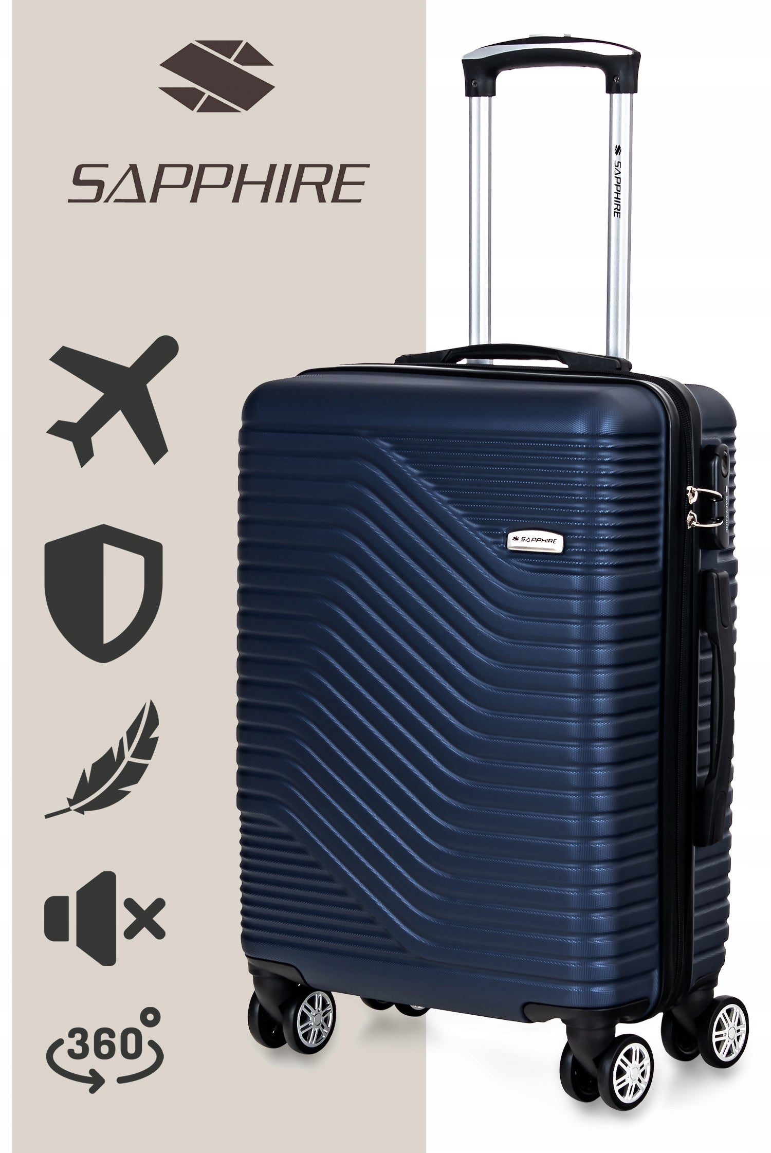 Cabin case SMALL LIGHTWEIGHT HAND luggage L wheels ABS strong Sapphire DUO EAN (GTIN) 5903228928345